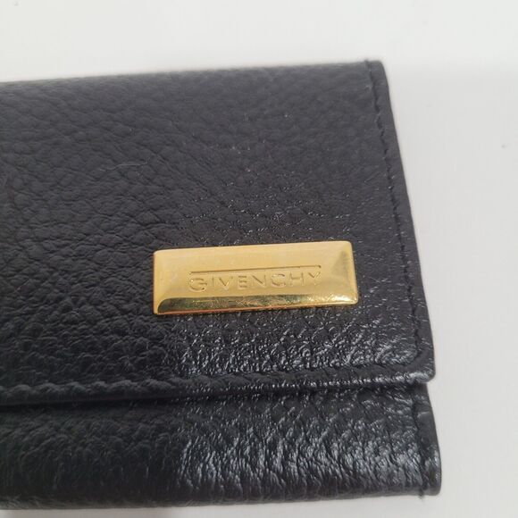 Givenchy Retro Wallet Key Case 6 Hooks Holder Black Trifold Leather Small Logo - Picture 8 of 10